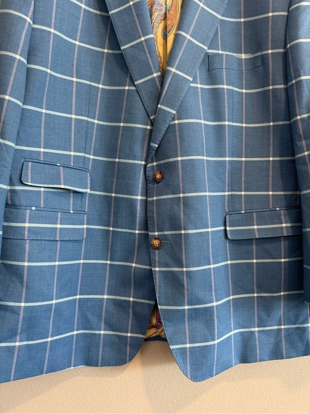 Tayion Montee Holland Windowpane 2 Button Sport Coat Paisley Lining 48R